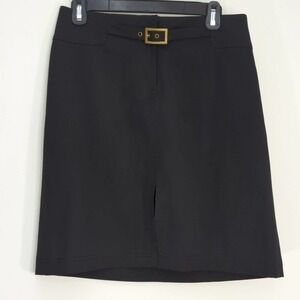 The Limited Womens Pencil Skirt Stretch Buckle Accent Split Back Black‎ 8